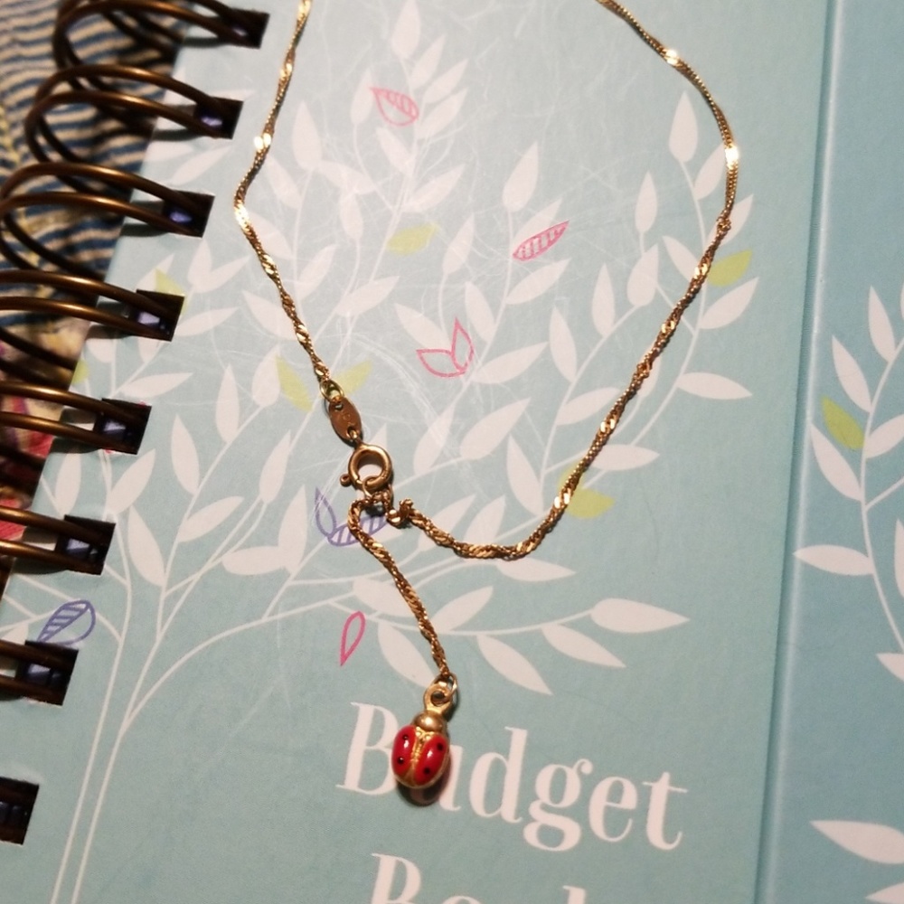 10k gold anklet with lady bug